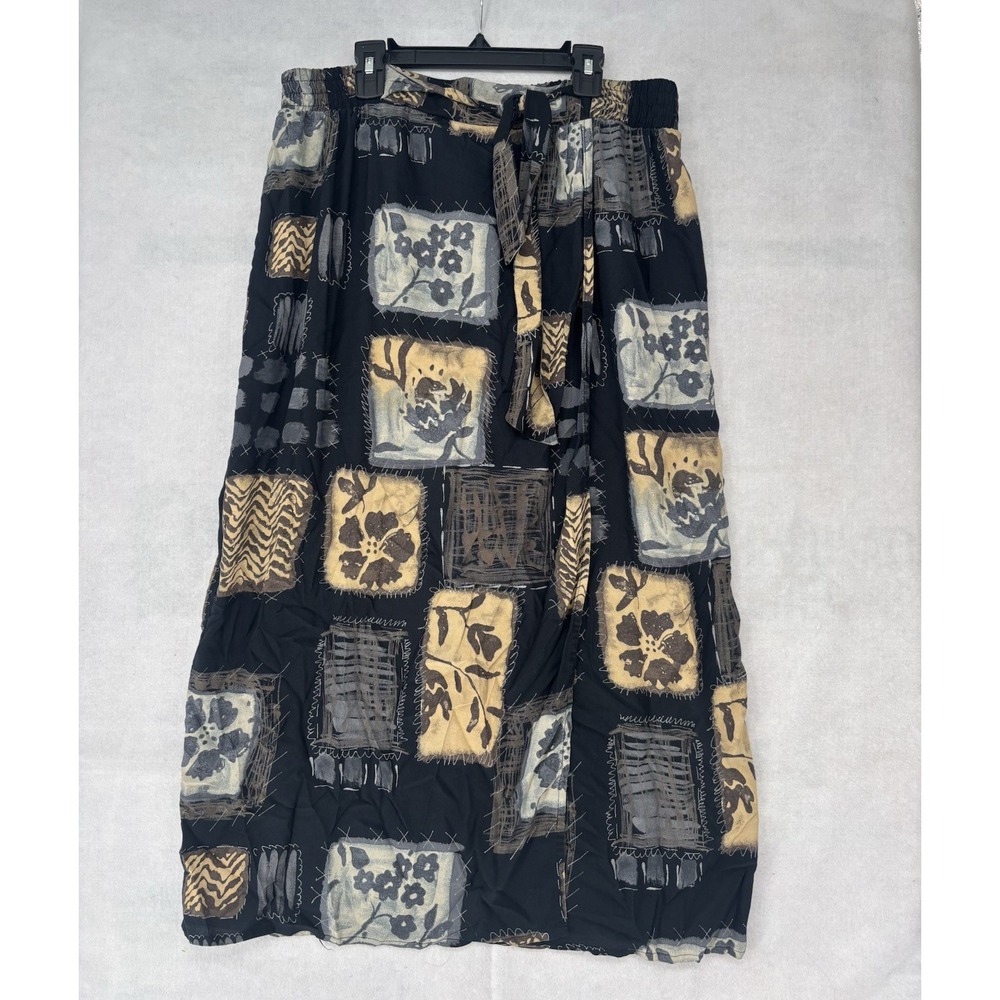 Kathie Lee Collection Floral Faux Wrap Maxi Skirt Sz 16 Patchwork Cottagecore
